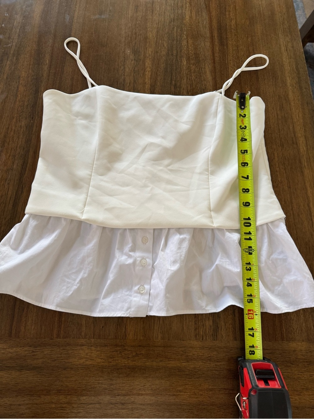 Zara Mixed Poplin Top with a structured white bustier bodice spaghetti straps - Picture 8 of 11